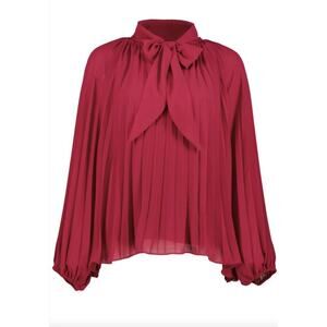 Bishop & Young Isabella Pleated Tie neck Blouse NWT Sz Small in Crush pink
